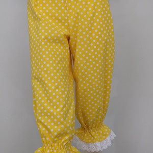 Women polka dot costume bloomers, yellow ruffled pantaloons, dance costume undergarments, female theatrical outfits, clown clothing