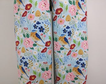Floral Bird Print Pajama Pants: Women's Flannel Lounge Wear