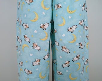 Sheep print flannel pajama pants, women soft lounge wear
