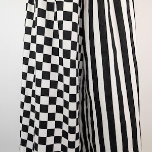 Adult black /white costume pants, striped and checked cotton clown jumpsuit, men / women oversized carnival clothing, unisex festival outfit