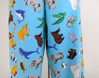 Animal Print Flannel Pajama Pants: Women's Loose Fit Comfy Sleepwear