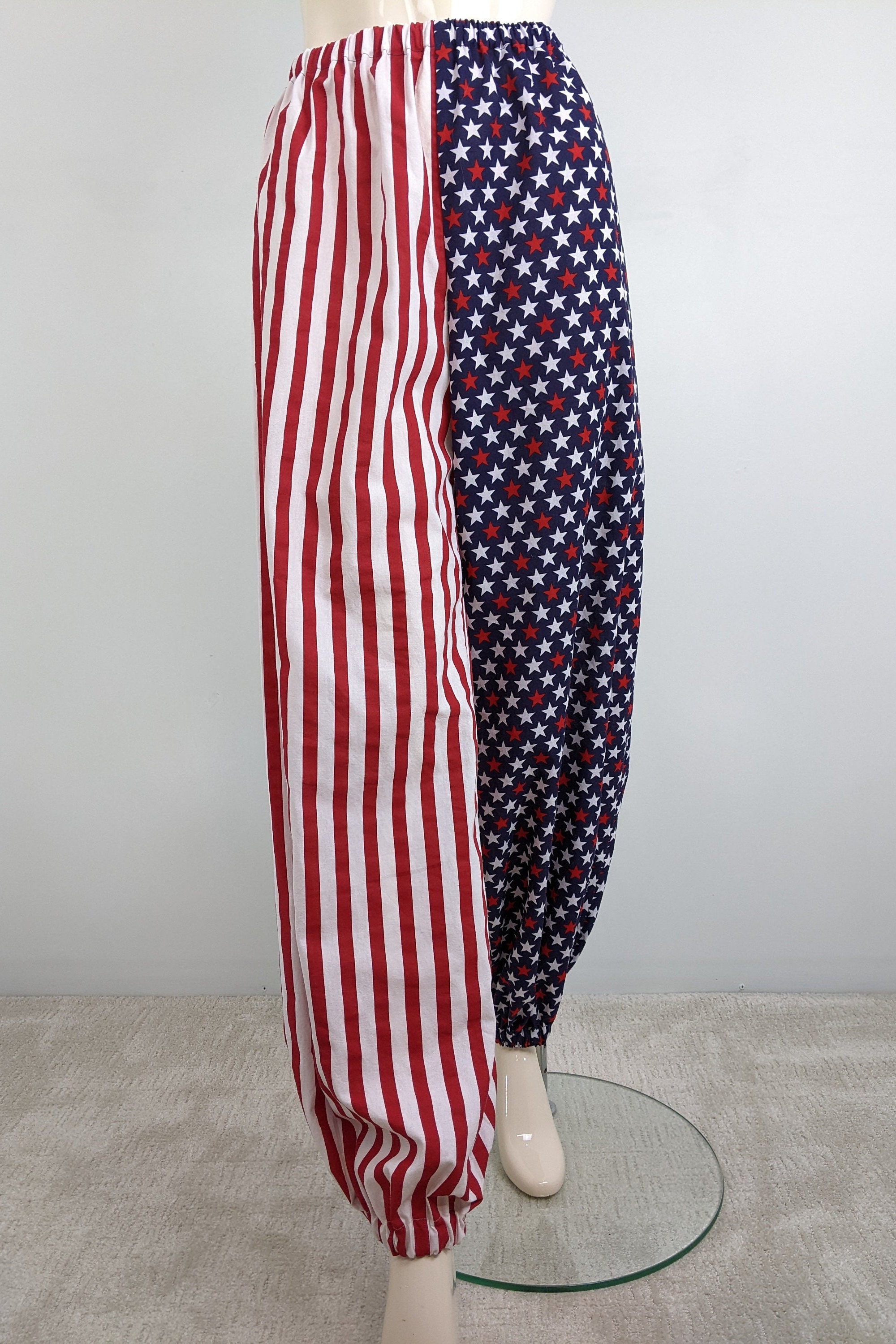 Adult Costume Pants, Patriotic Clown Clothing, Stars / Stripes