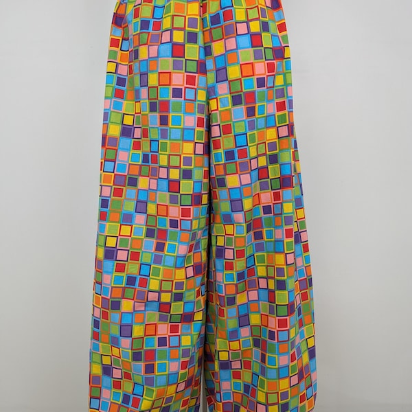 Checkered clown pants, multi - colored circus costume, adult oversized quirky style clothing