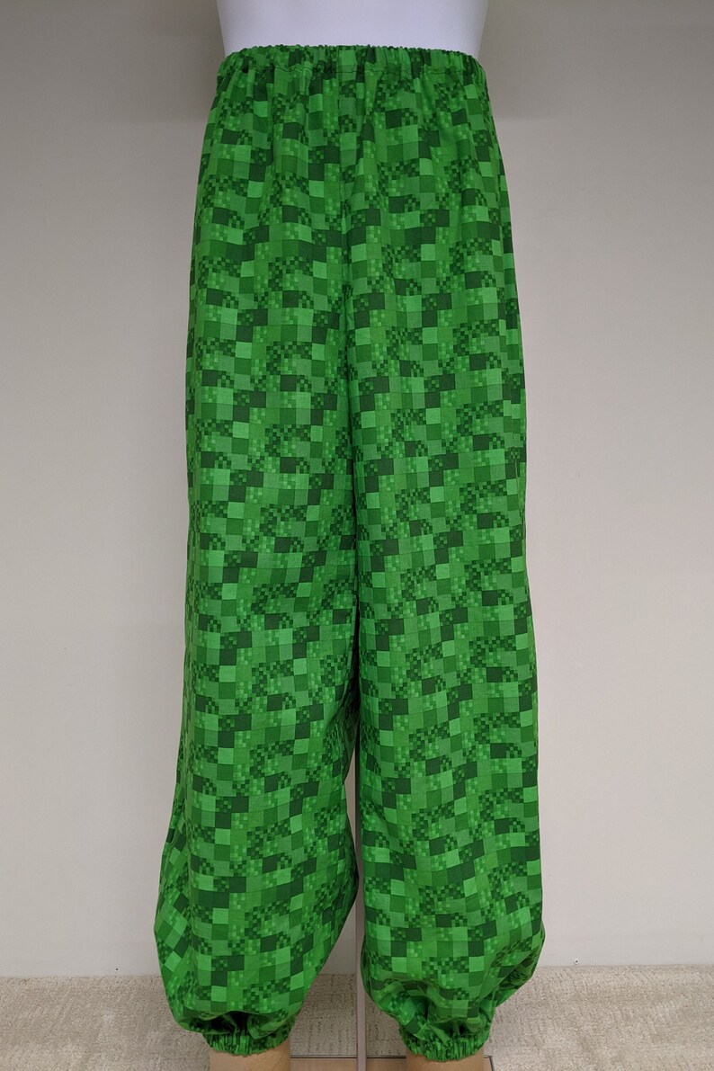 Green Adult Costume Pants, Men / Women Clown Clothing, Pixel Blended
