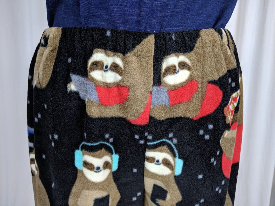 Sloth pajama pants fleece lounge pants sloths partying and Etsy