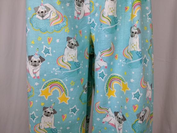 Pug Print Pajama Pants Women Soft Comfy Pants Loose Fit Flannel