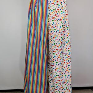 Adult costume clothing, men / women multi print clown pants, rainbow striped / polka dot festival outfits, handmade  circus clothing gifts