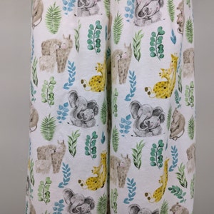 Jungle animal print pants, women pajama pants,  elastic waist comfy pants, cute animal print pj&#39;s, zoo animal print flannel pyjama bottoms