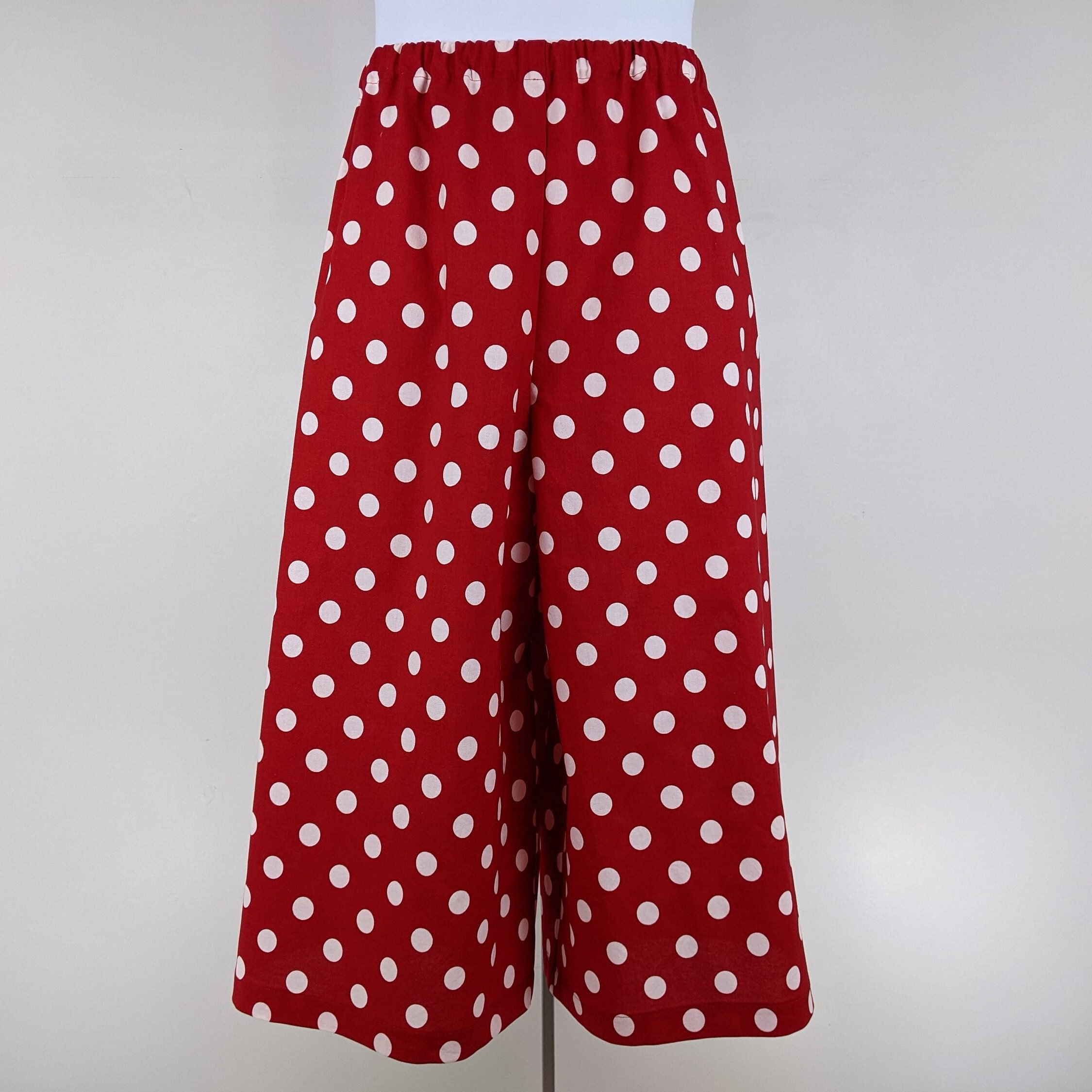  Pants for Women Polka Dot Print Wide Leg Pants (Color : Red and  White, Size : Small) : Clothing, Shoes & Jewelry