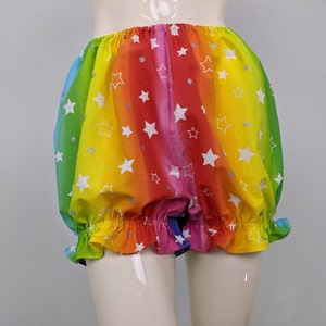 Rainbow Star Ruffled Bloomers: Women&#39;s Cotton Costume Shorts