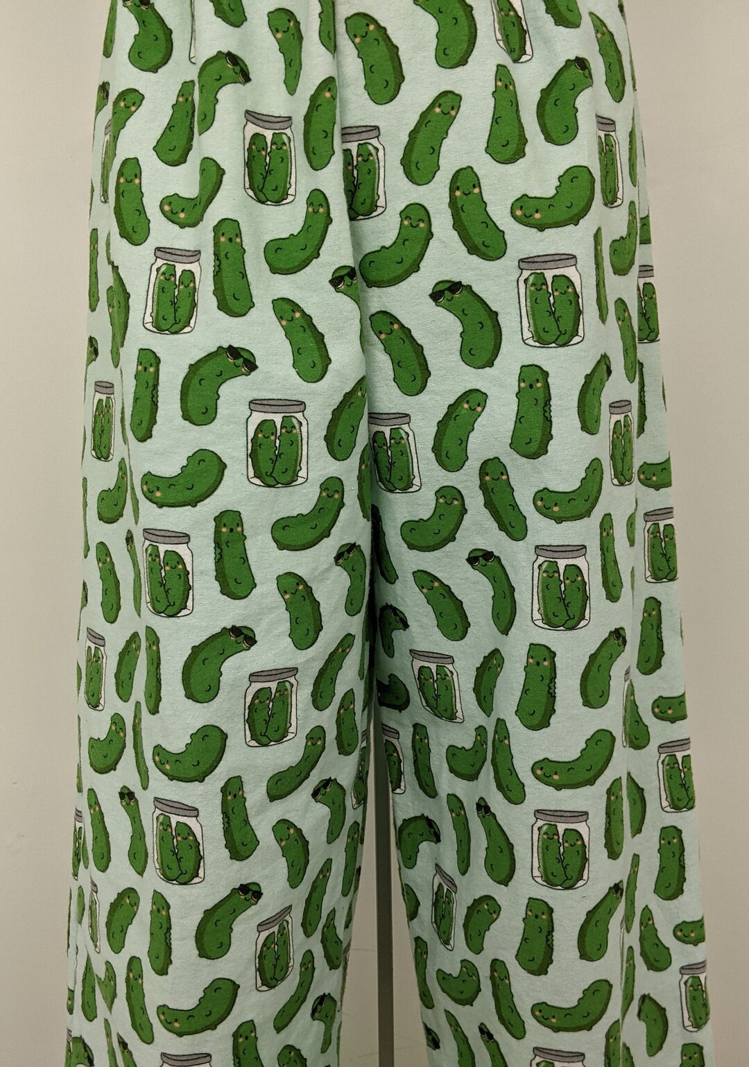 Pickle Print Pajama Pants, Women Soft Sleepwear, High Waist Flannel Lounge Pants, Fun Print