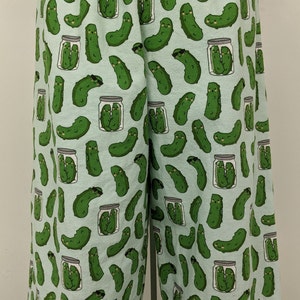 Pickle Print Flannel Pajama Pants: Women's High Waist Lounge Wear