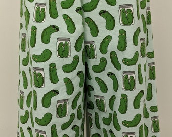 Pickle print pajama pants, women soft sleepwear, high waist flannel lounge pants, fun print comfy jammie pants, pickle lover pajama gift