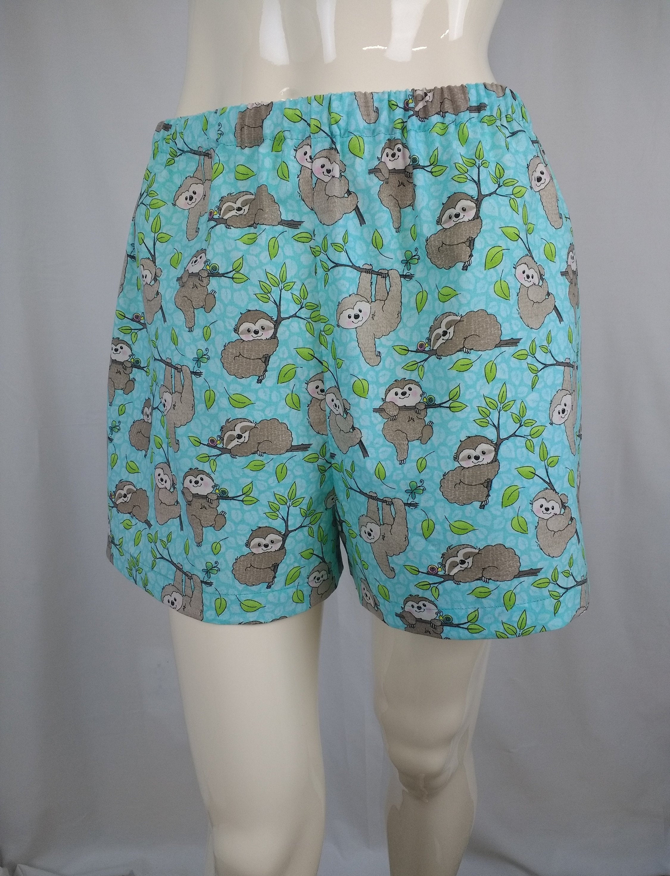 Sloth Pajama Shorts Cotton Elastic 
