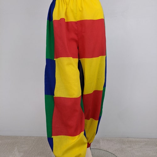 Adult Costume Pants Men / Women Block Print Clown Pants Etsy