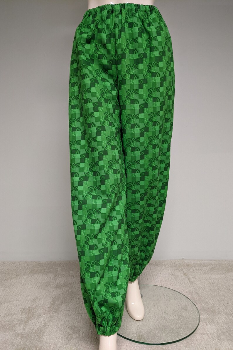 Green Adult Costume Pants, Men / Women Clown Clothing, Pixel Blended