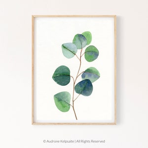 Eucalyptus Printable Wall Art, Sage Green Leaves Instant Digital Download Print, Modern Botanical Watercolor Painting
