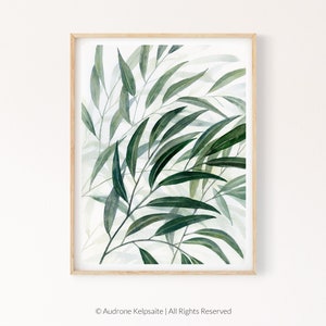 Willow Eucalyptus Printable Wall Art, Green Leaves Instant Digital Download Print, Modern Botanical Greenery Watercolor Painting