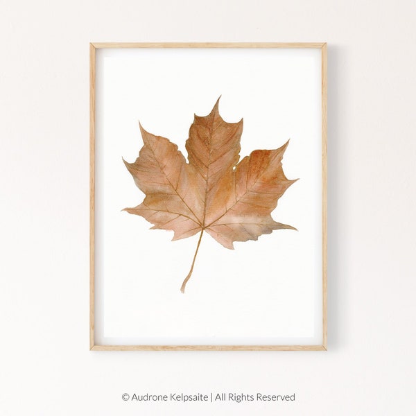 Maple Leaf Print_Watercolour Tree Leaf Wall Art_Tree Leaves Painting_Digital Download Print_Botanical Art_Canadian Poster_Autumn Leaf Print