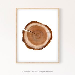 Tree Ring Printable Wall Art, Tree Stump Instant Digital Print Download, Wood Slice Prints, Modern Farmhouse Art