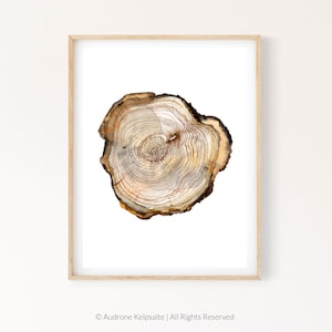 Tree Ring Printable Wall Art, Tree Stump Instant Digital Print Download, Wood Slice Prints, Modern Farmhouse Art