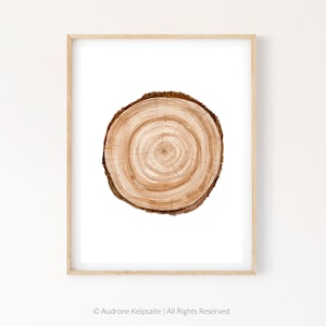 Tree Ring Printable Wall Art, Tree Stump Instant Digital Print Download, Wood Slice Prints, Modern Farmhouse Art
