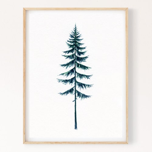 Watercolor Pine Tree Art Print Wall Decor Trees Wall Art Etsy