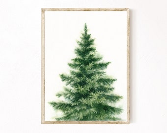 Tree Print Watercolor Pine Trees Printable Art Minimalist - Etsy