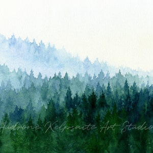 Forest Printable Wall Art Watercolor Evergreen Trees - Etsy