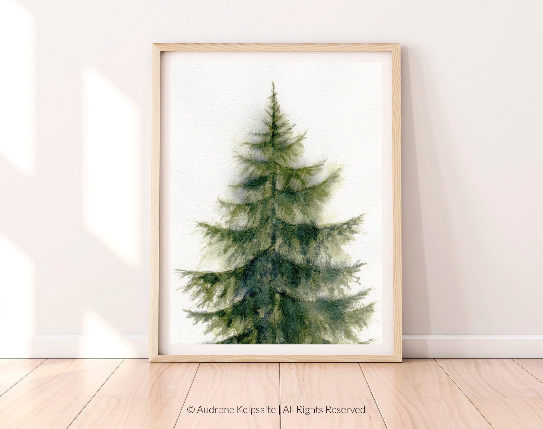 Evergreen Tree Printable Wall Art Scandinavian Pine Tree Etsy
