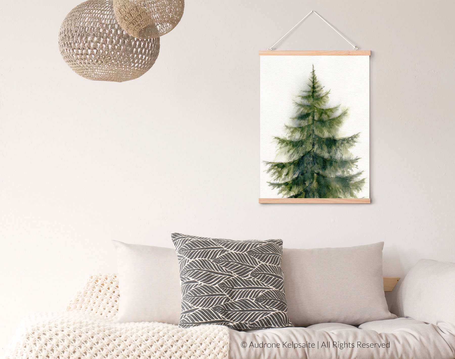 Evergreen Tree Printable Wall Art Scandinavian Pine Tree Etsy