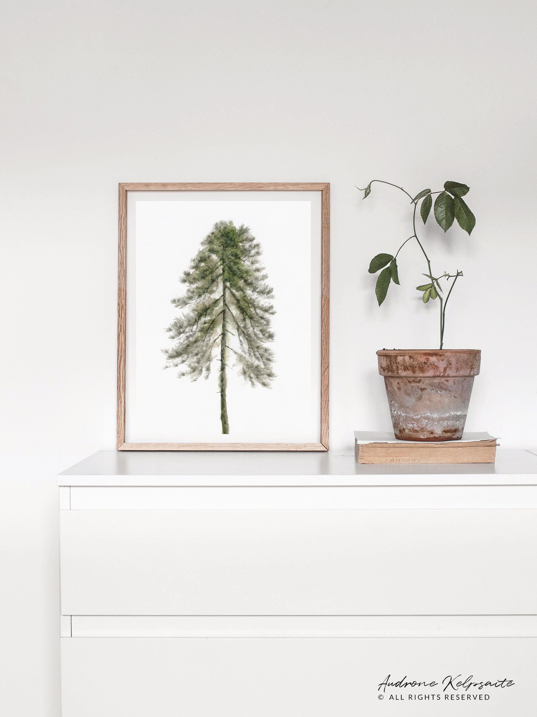Pine Tree Printable Wall Art Evergreen Scandinavian Conifer - Etsy