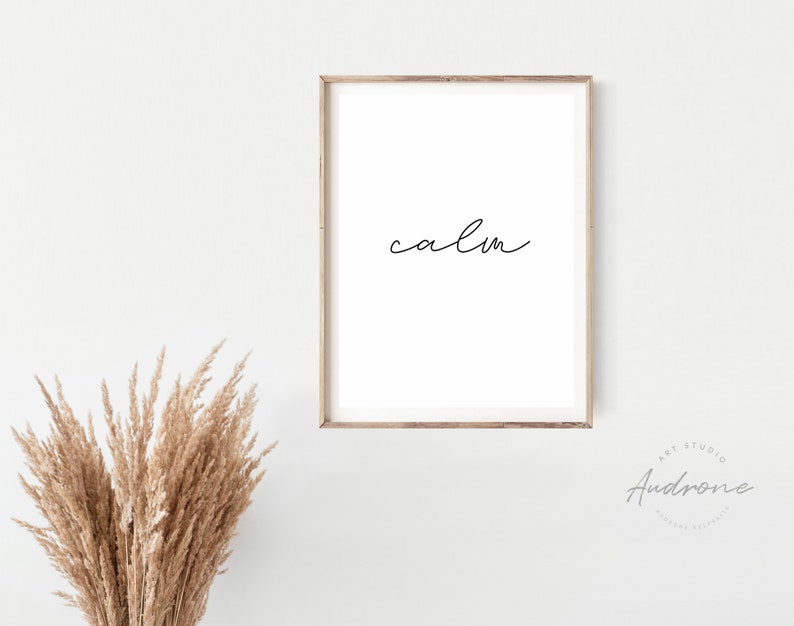 Calm Printable Wall Art Cursive Word Art Print Inspirational | Etsy