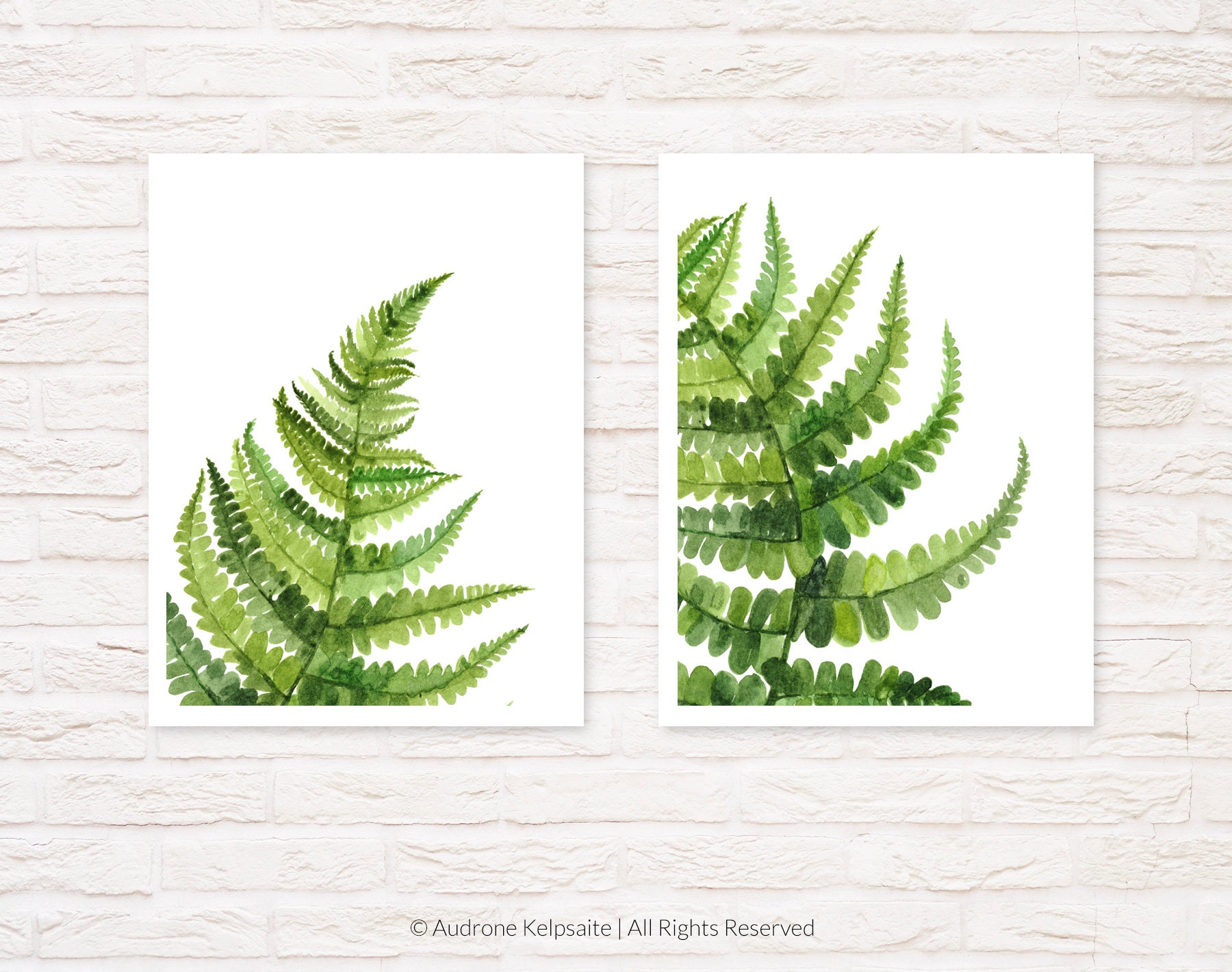 Fern Printable Wall Art Set of 2 Modern Botanical Greenery - Etsy
