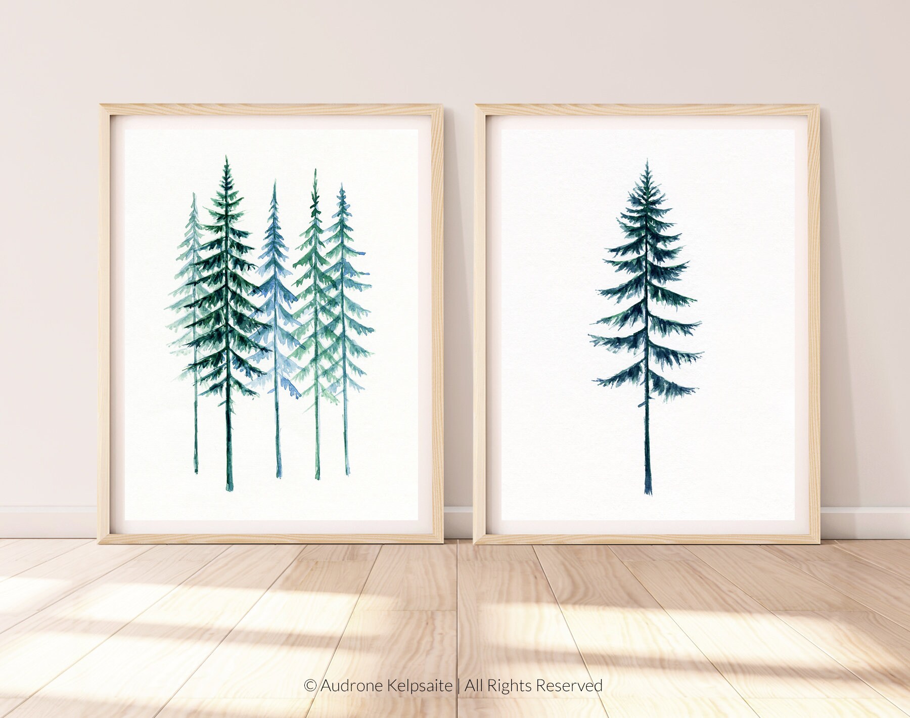 Evergreen Trees Printable Wall Art Set of 2 Scandinavian Pine | Etsy