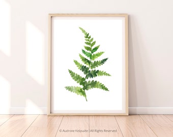 Forest Fern Printable Wall Art_ Fern Leaf Illustration_Modern Botanical Watercolor Painting_Nordic Print_Digital Download_Natural Home Decor