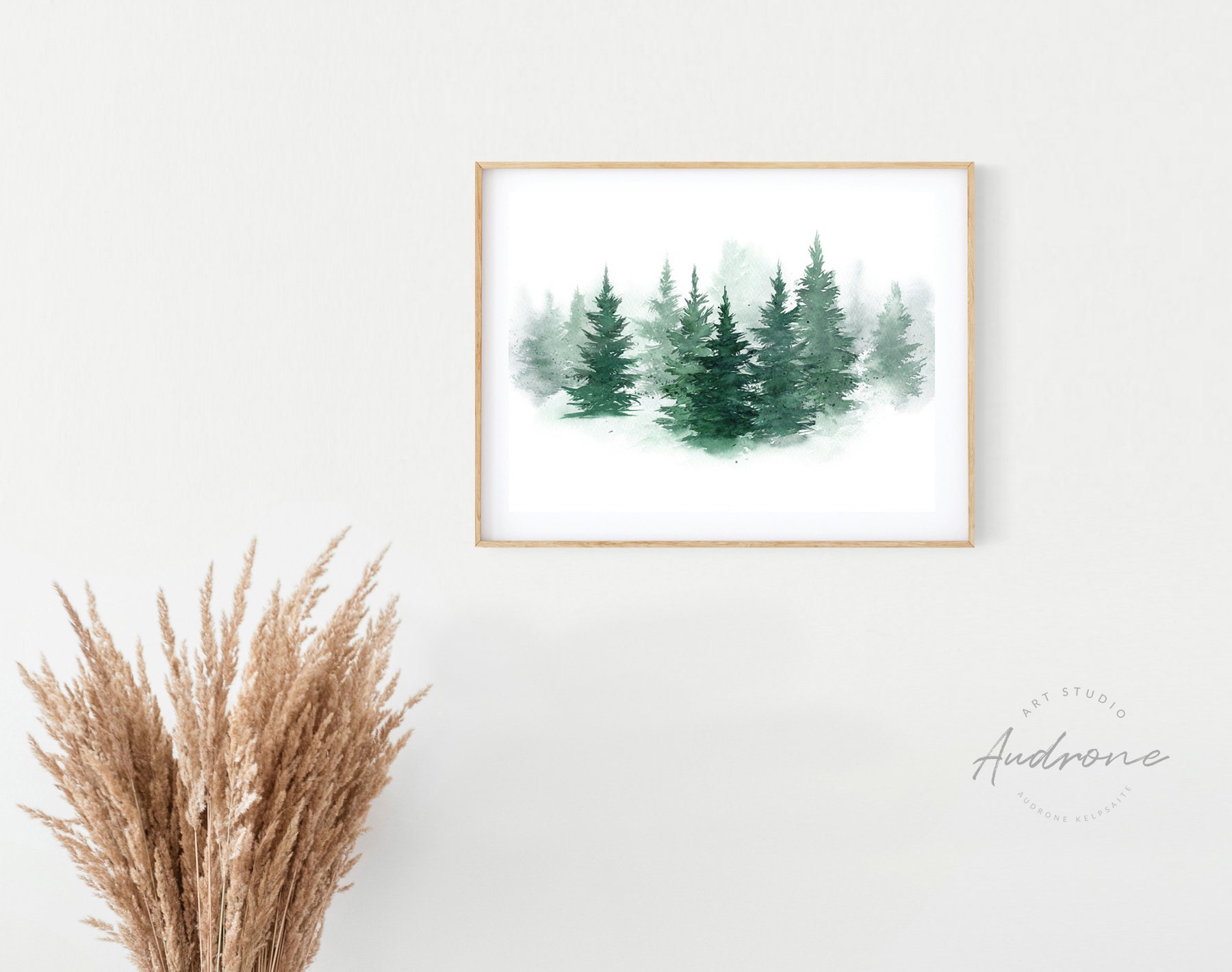 Forest Green Wall Art Print, Christmas Trees Wall Decor, Evergreen ...