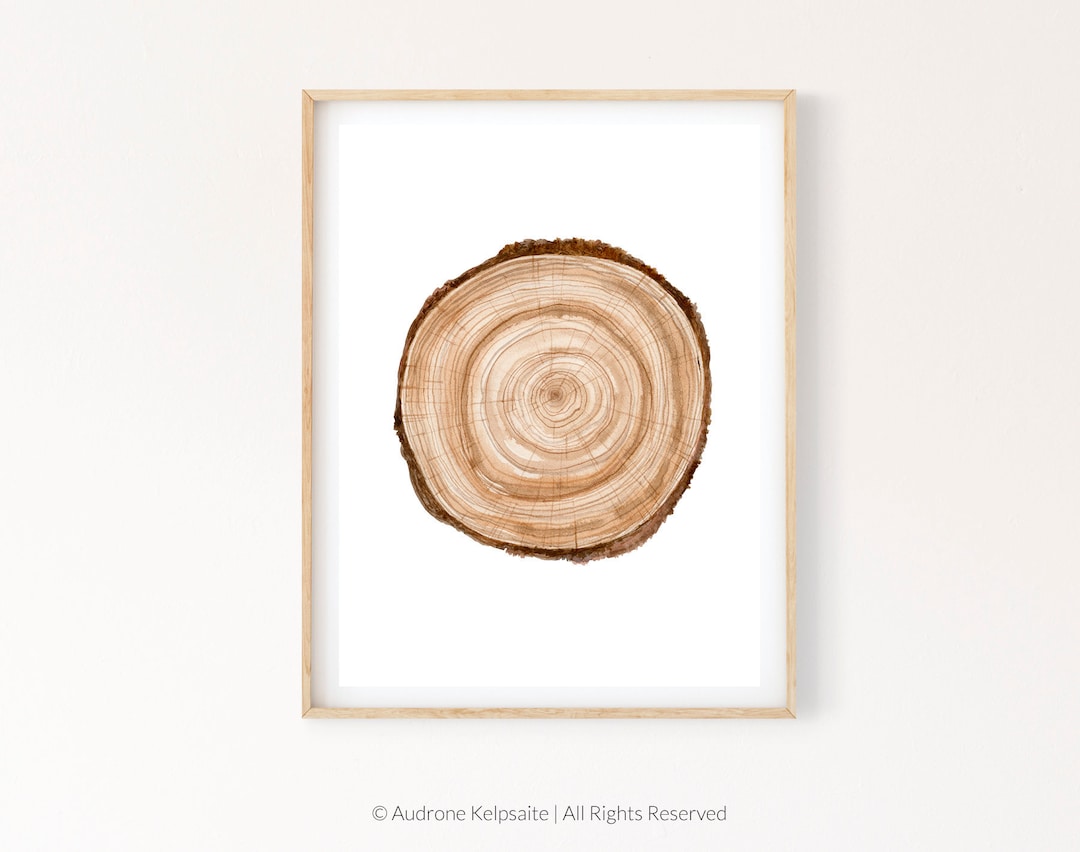 Tree Ring Printable Wall Art, Tree Stump Instant Digital Print Download ...
