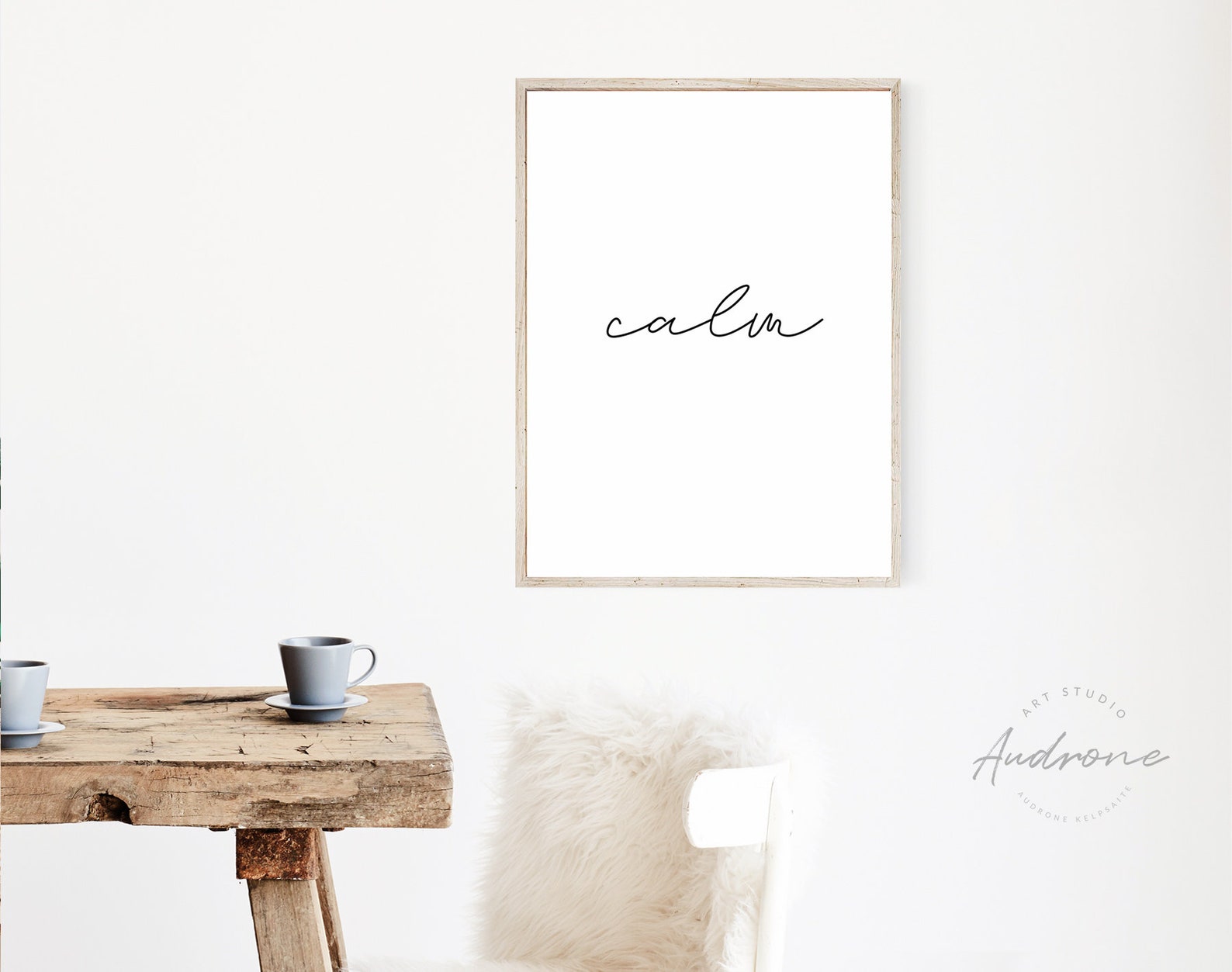 Calm Printable Wall Art Cursive Word Art Print Inspirational Etsy