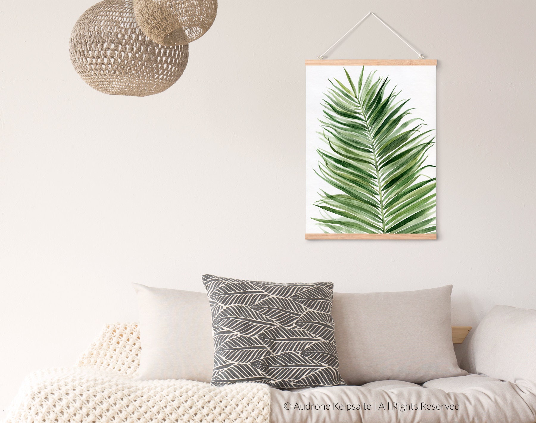 Palm Leaf Digital Download Print, Tropical Leaves Wall Art, Botanical ...