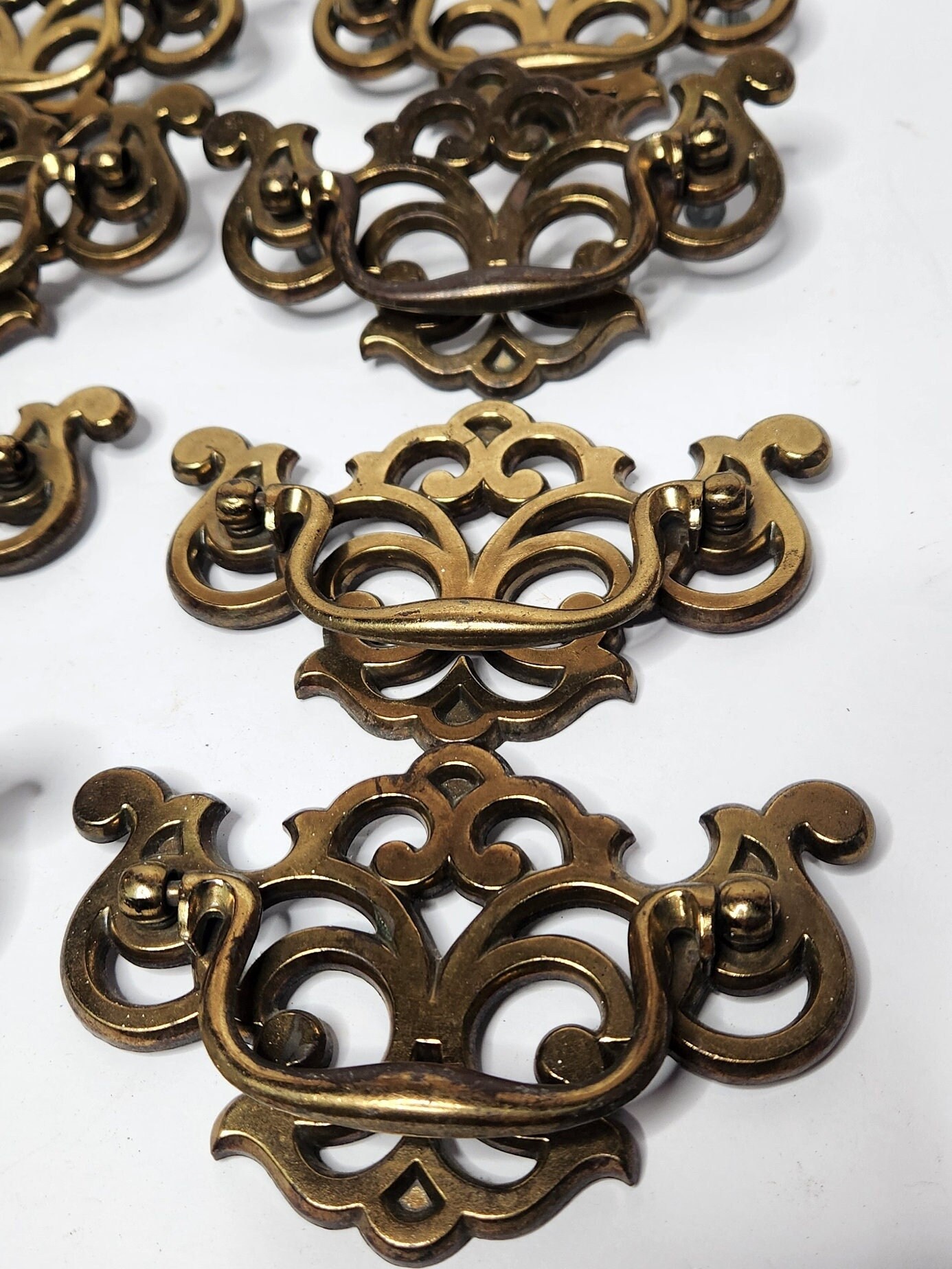 Vintage Ornate Dresser Pulls, Drawer Hardware, Dresser Hardware, 3.5