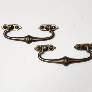 Vintage Keeler Brass Handle Pulls, Stationary Handle Pulls, Dresser Pulls, Drawer Pulls, 3.5&quot; Center to Center, Pair of Pulls