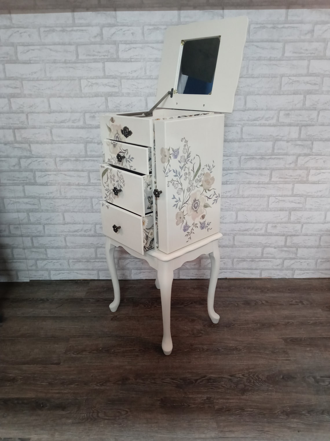 Cream Jewelry Armoire Floor Standing Jewelry Box One of a Etsy
