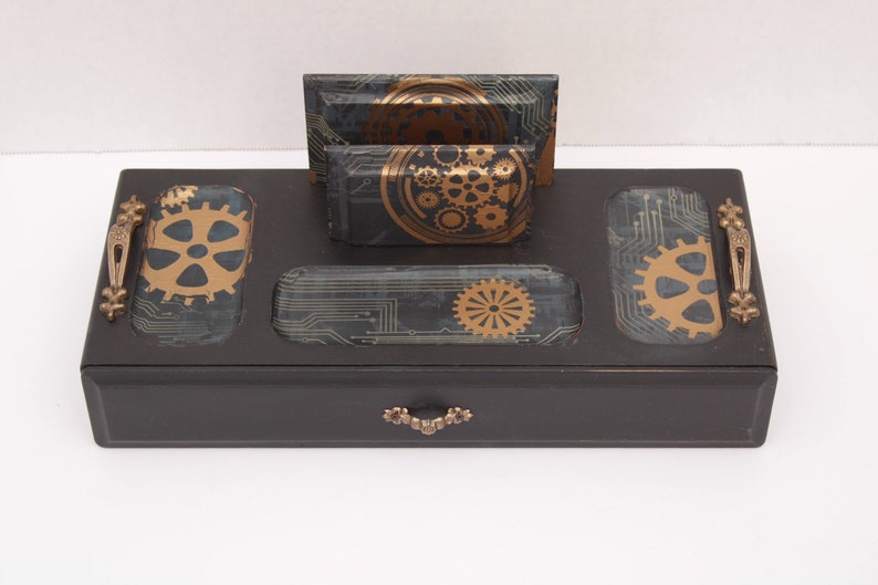 Gentlemen Catch All Tray Mechanical Men/'s Valet Box Wooden Jewelry Box Gentlemen/'s Vintage Valet Box Upcycled Jewelry Box,