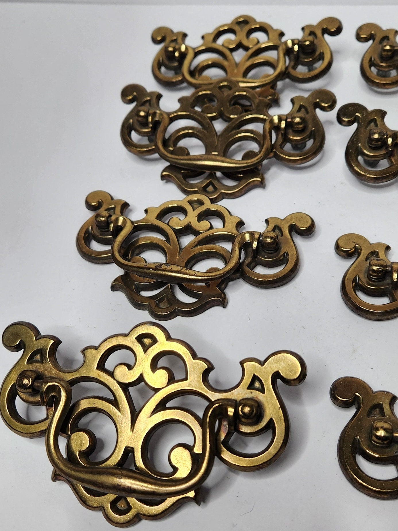 Vintage Ornate Dresser Pulls, Drawer Hardware, Dresser Hardware, 3.5