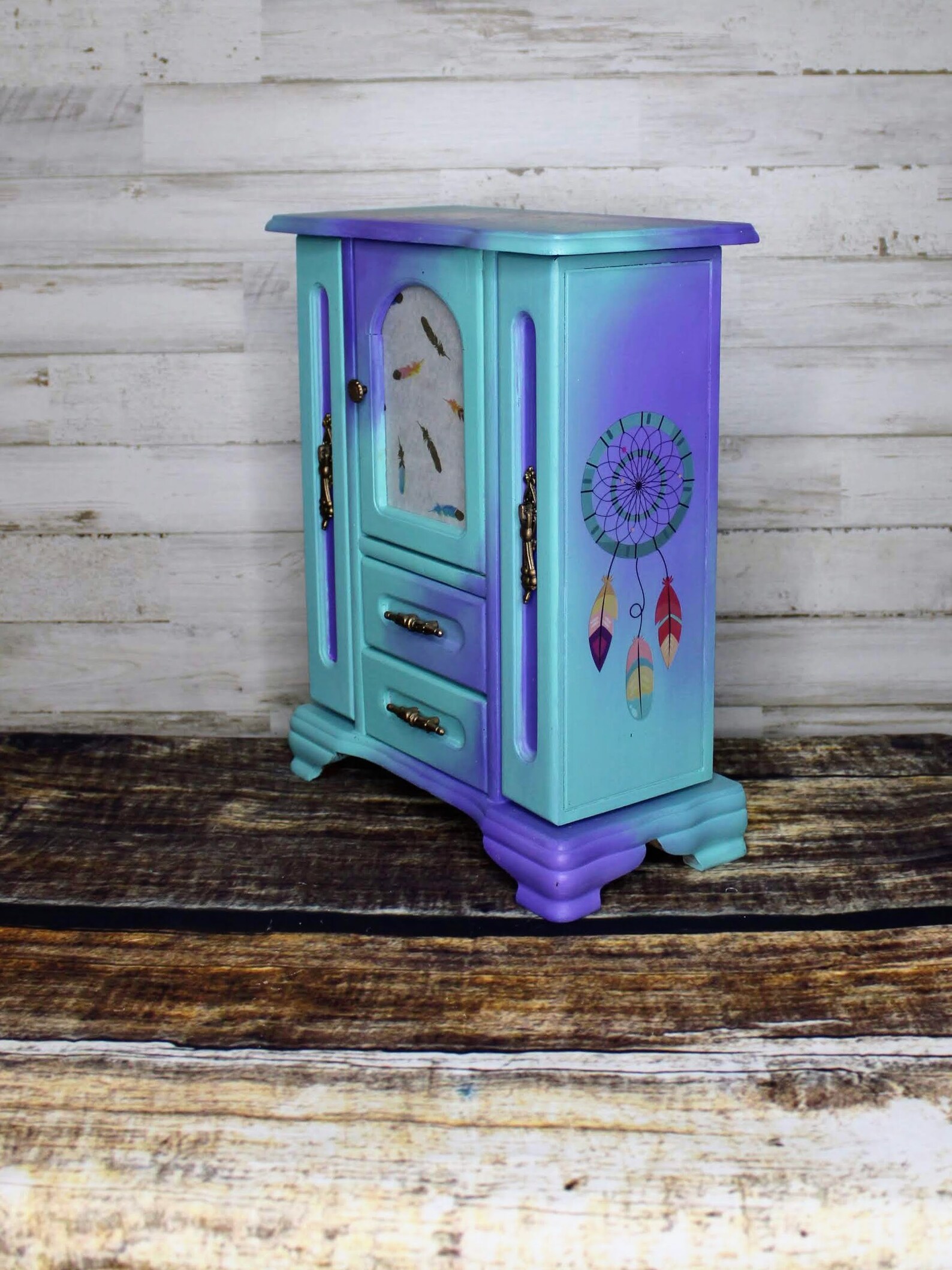 BOHO Jewelry Box Feathers and Dreamcatchers Designed Jewelry Etsy