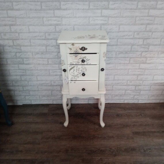 Cream Jewelry Armoire Floor Standing Jewelry Box One of a Etsy