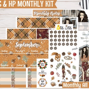 Rustic September Monthly Kit | Monthly Planner Stickers for Erin Condren Life Planner, Monthly & 8.5x11, Happy Planner, EC A5