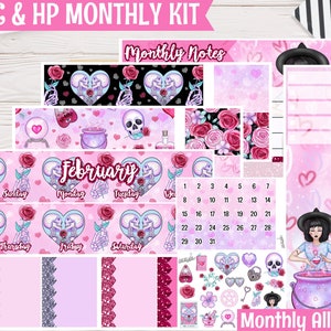 I Put a Spell on You February Monthly Kit | Planner stickers for Erin Condren Life Planner, Deluxe Monthly & 8.5x11, Happy Planner, EC A5