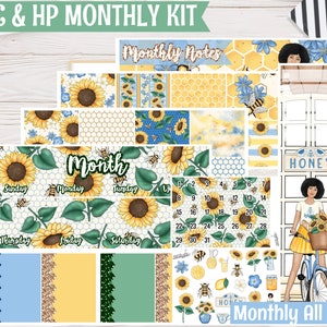 Sun in Bloom Monthly Kit | Planner stickers for Erin Condren Life Planner, Deluxe Monthly & 8.5x11, Happy Planner, Erin Condren A5